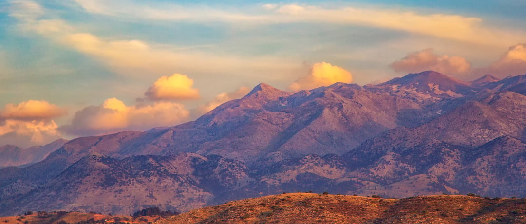 Greek homes with a mountain view