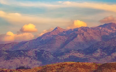 Greek homes with a mountain view