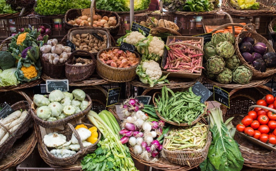 Produce on offer in a French market