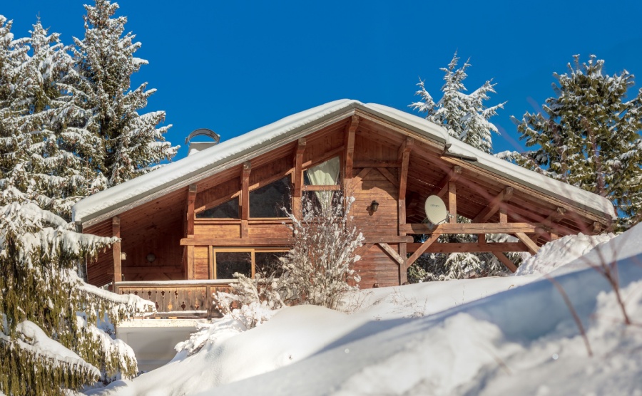 Beautiful luxury chalet in French Alps in the winter