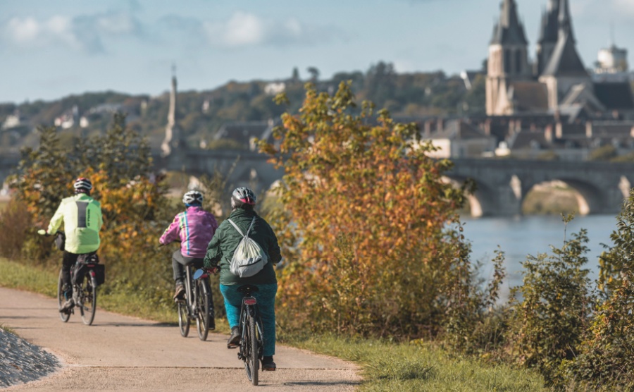 Cycling along the loire river in autumn