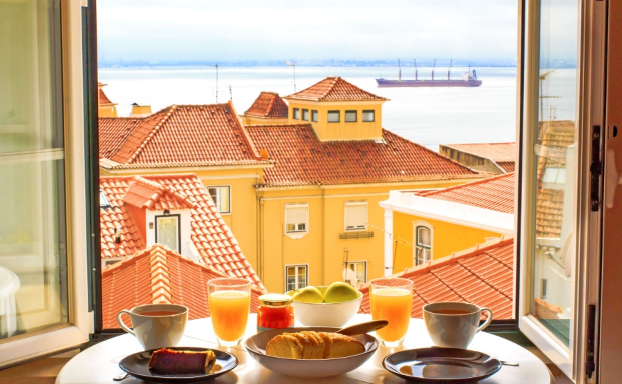 View out of a window in Lisbon