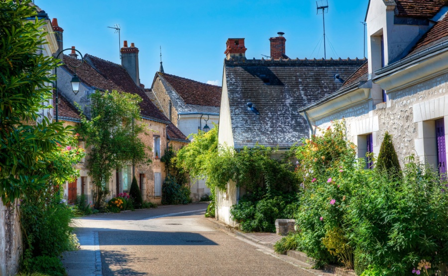 Street in the Beautiful Village of Chedigny in the Loire Valley