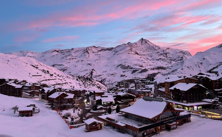 Tignes French Alps during winter with a lot of snow and nice sunlight