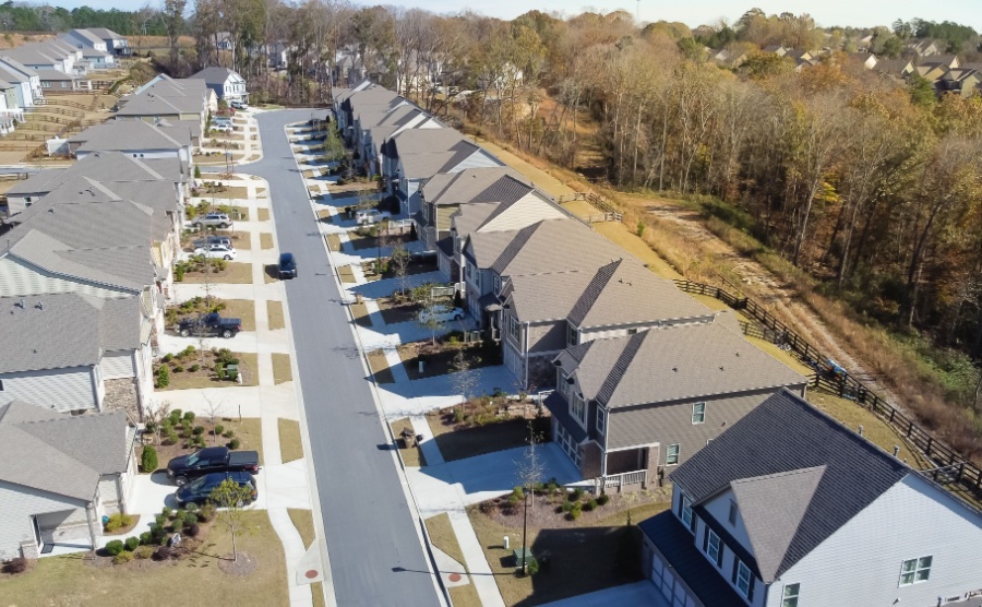 an aerial view of a new suburb