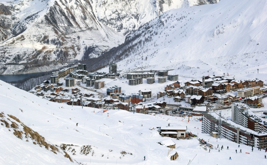 Winter view of Tignes le Lac
