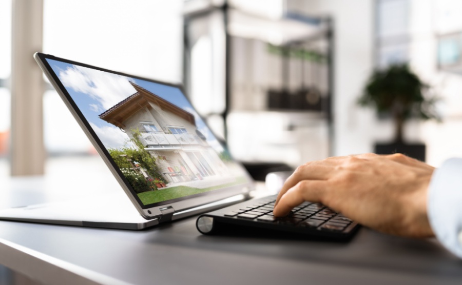 A person searching for property online