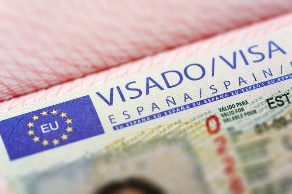 Spanish visa in a passport
