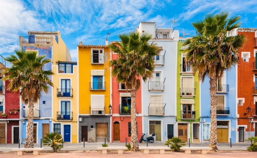 Colourful apartments in Villajoyosa, Spain