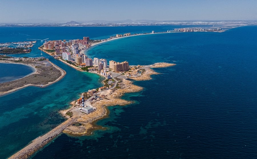 Aerial view of La Manga spit