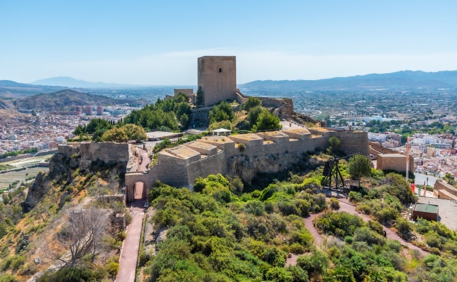 Lorca castle surrounded by houses