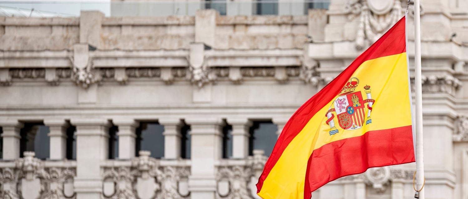 Spanish flag in front of Madrid City Hall