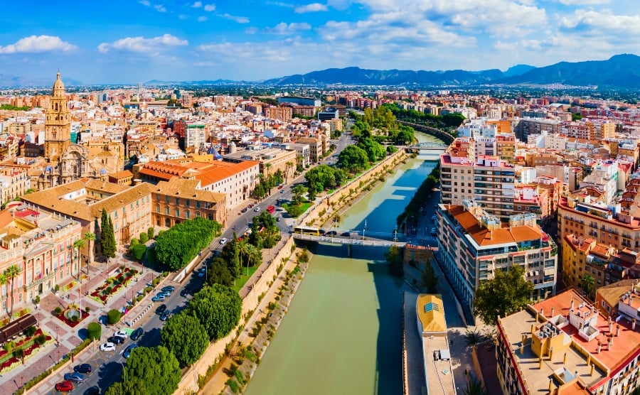 Murcia city centre and Segura River