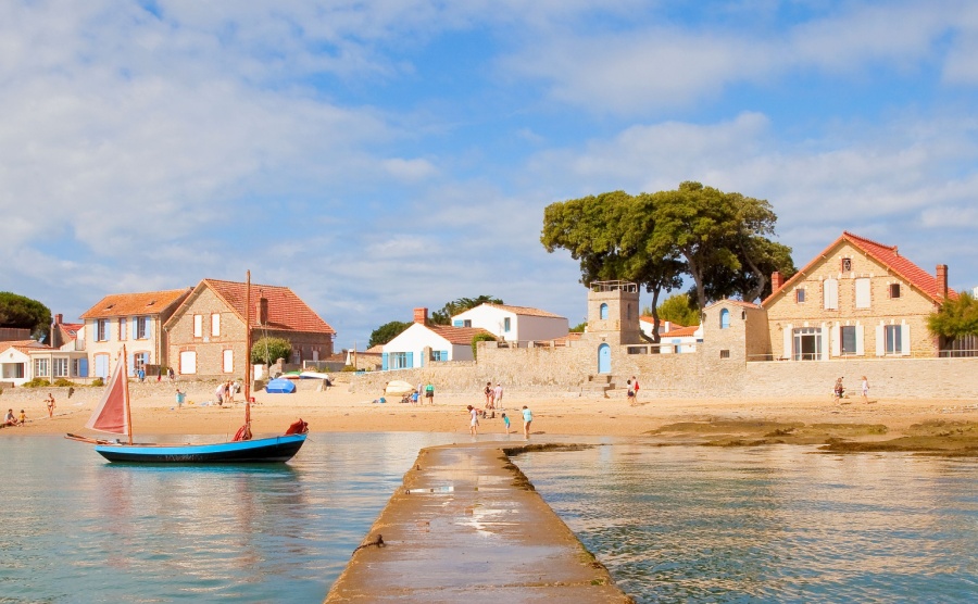 Noirmoutier island in France French beach and village of Le Vieil