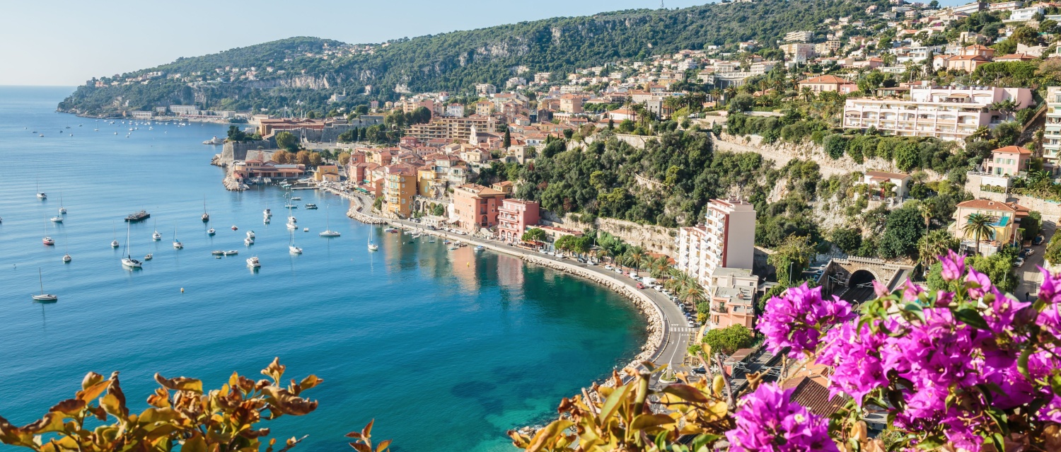 Panoramic view of Cote d'Azur near the town of Villefranche-sur-Mer