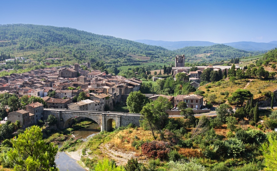 The pretty village of Lagrasse in Languedoc, the Aude, France