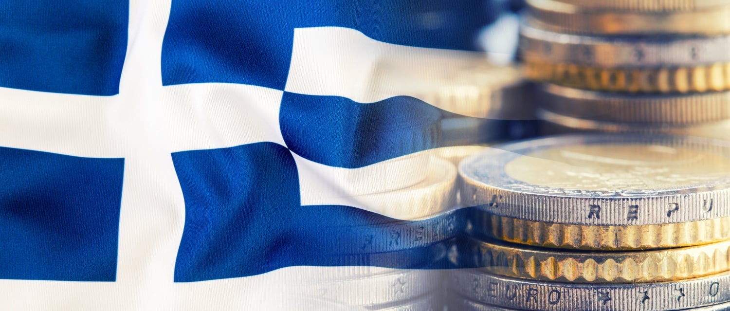 Greece flag and coins