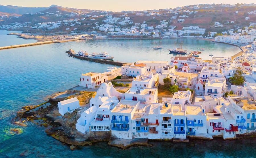 White houses in Mykonos, Greece
