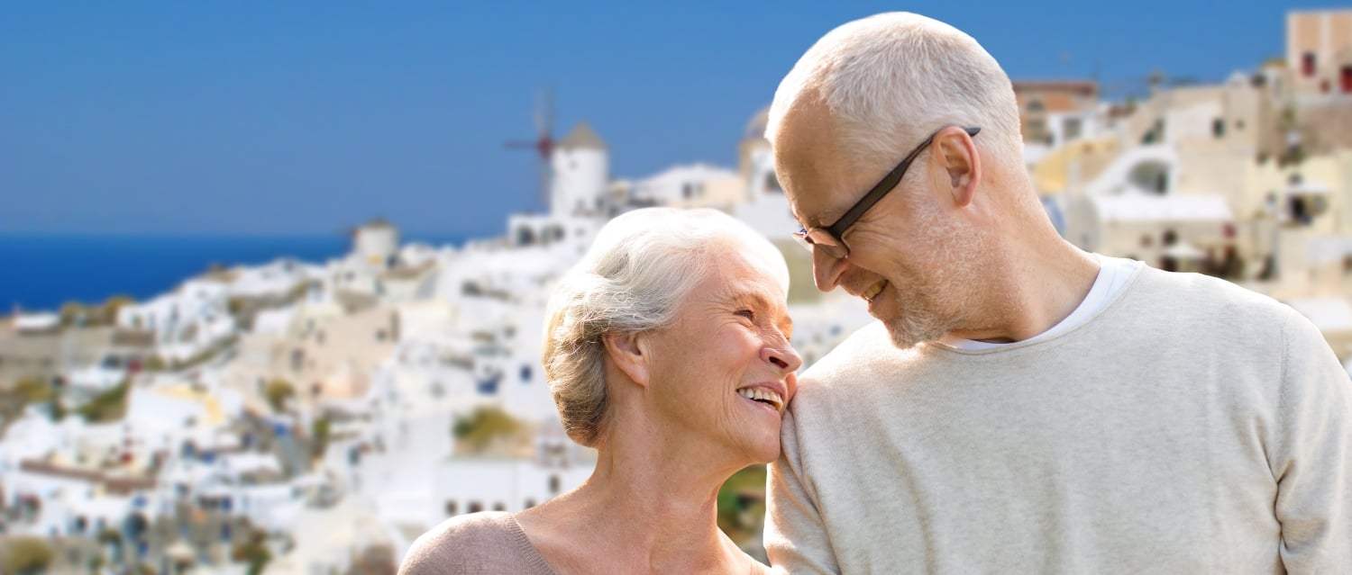 Senior couple in Santorini, Greece