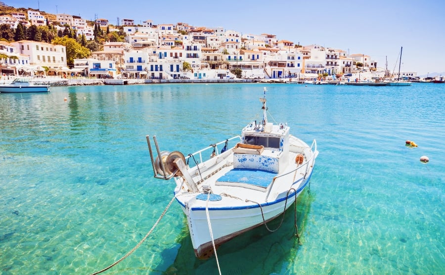 Batsi village, Andros Island, Greece