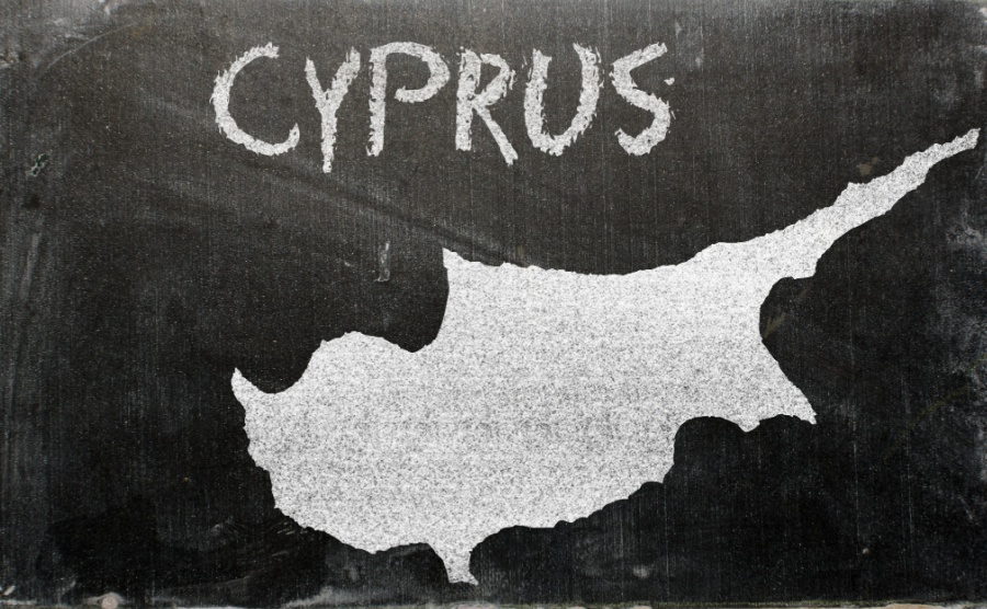 drawing of cyprus on blackboard, drawn by chalk