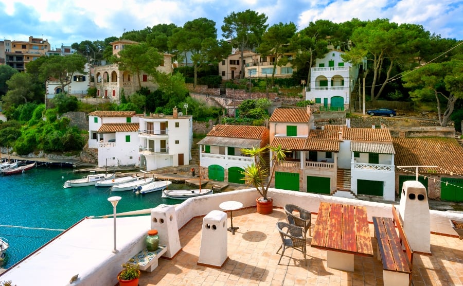 White seafront villas in Mallorca