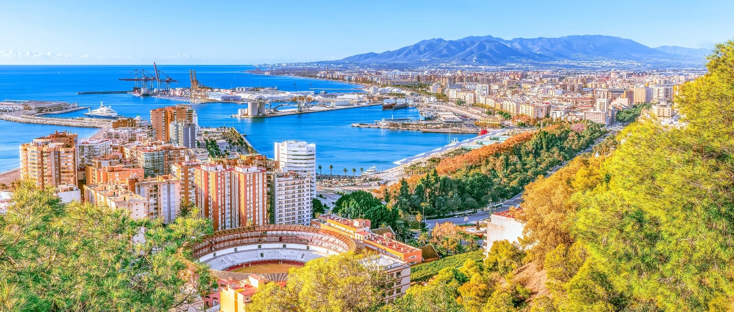 Aerial shot of Malaga and the Costa del Sol