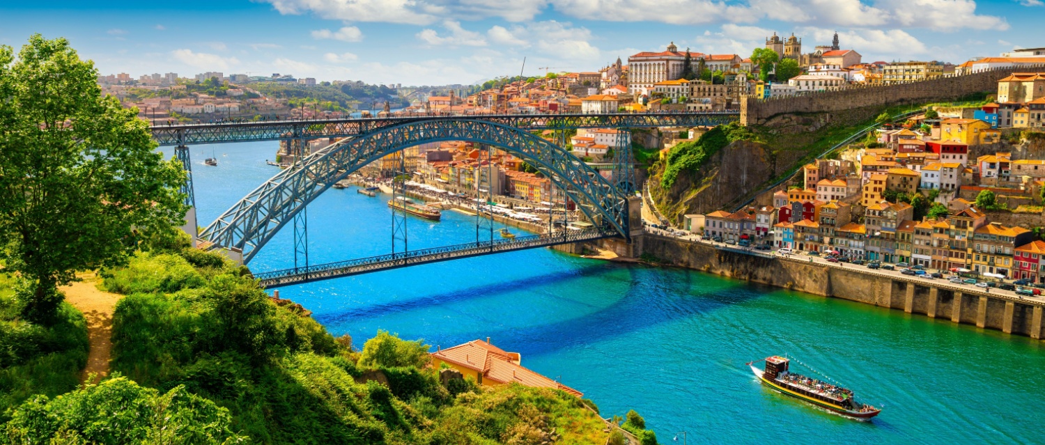 Beautiful view of the city of Porto on a beautiful summer day. Porto, Portugal