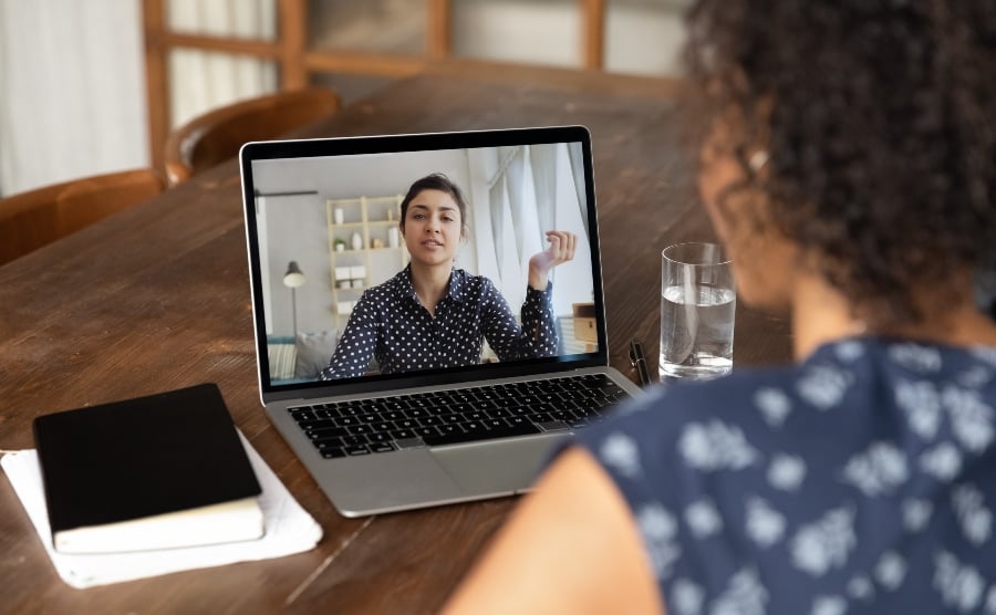 Two women on a video call