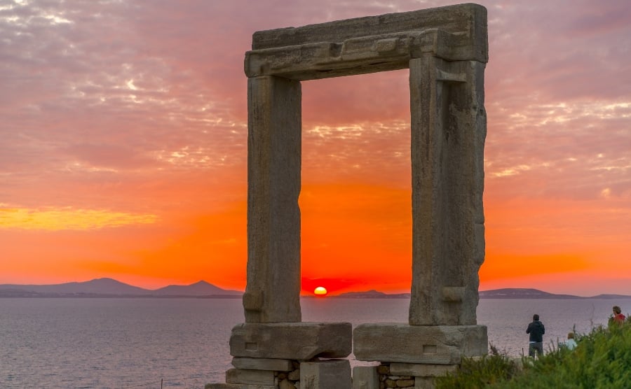Gate of Apollo, Naxos, at sunset