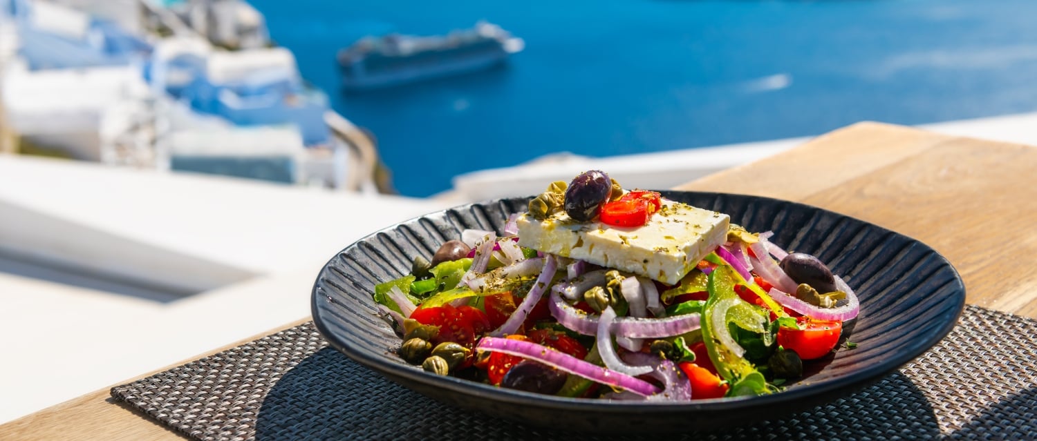 Greek salad in Santorini