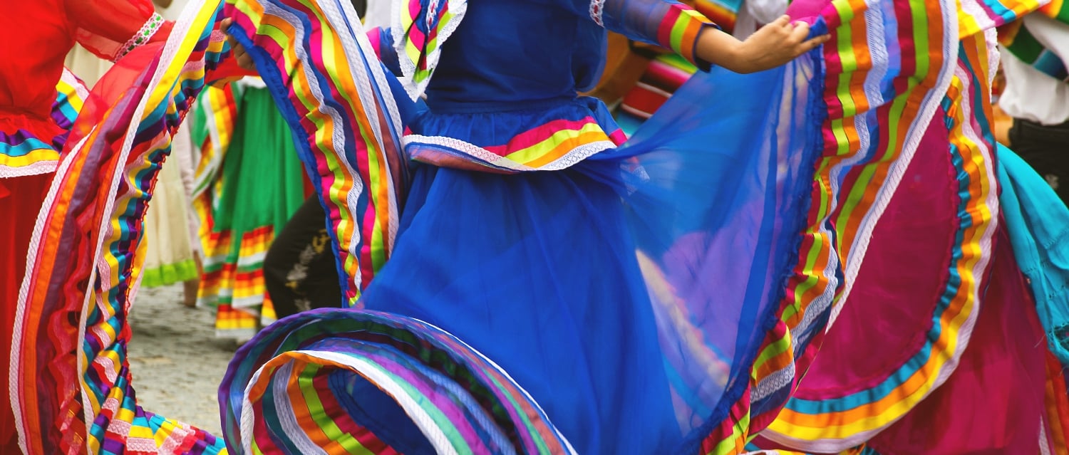 Twirling skirts of flamenco dancers