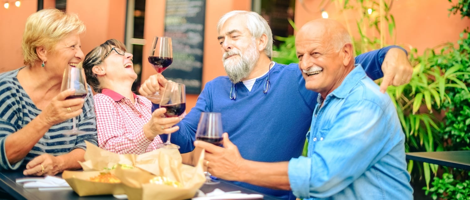Four people at a restaurant