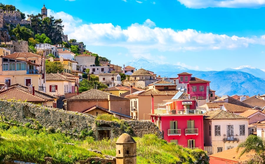 Houses and mountains in Nafplio