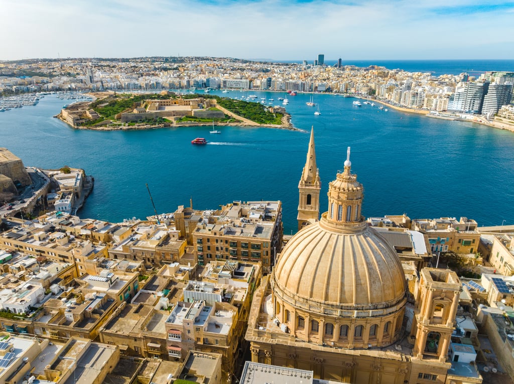 Aerial shot of Valetta City, Malta