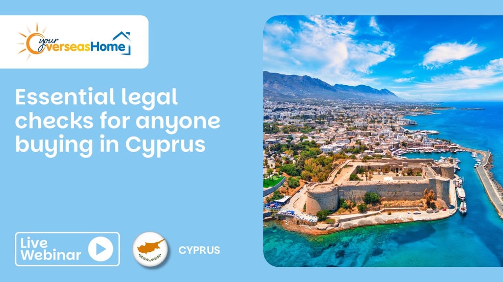 Title of a webinar next to an image of Cyprus