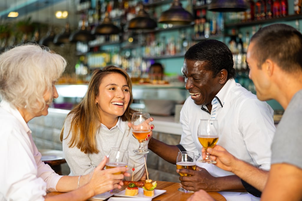 Friends drinking in pub