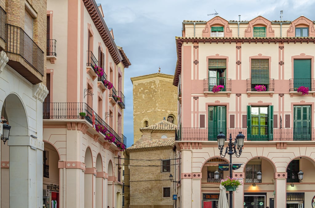 Pink buildings in Huesca