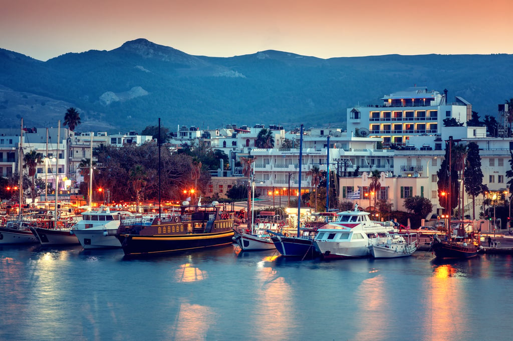 Marina in Kos at sunset