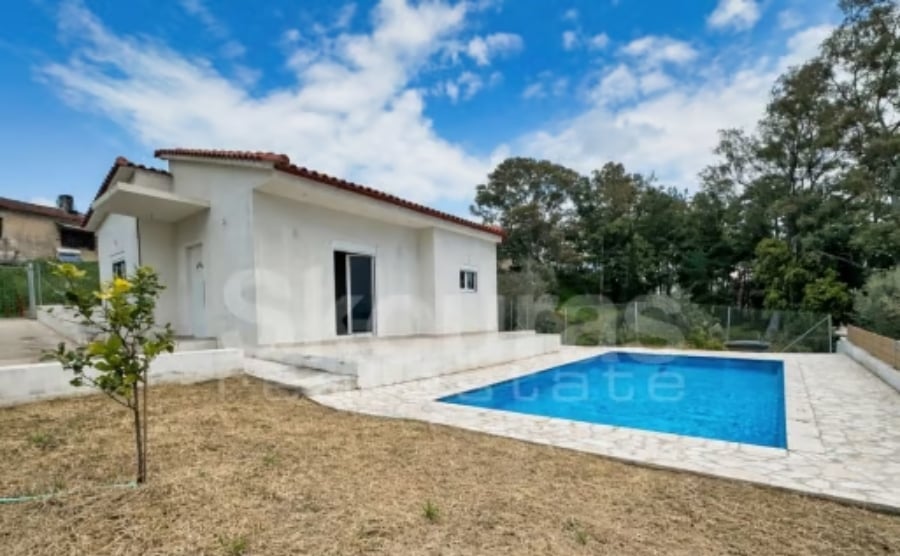 White house with pool