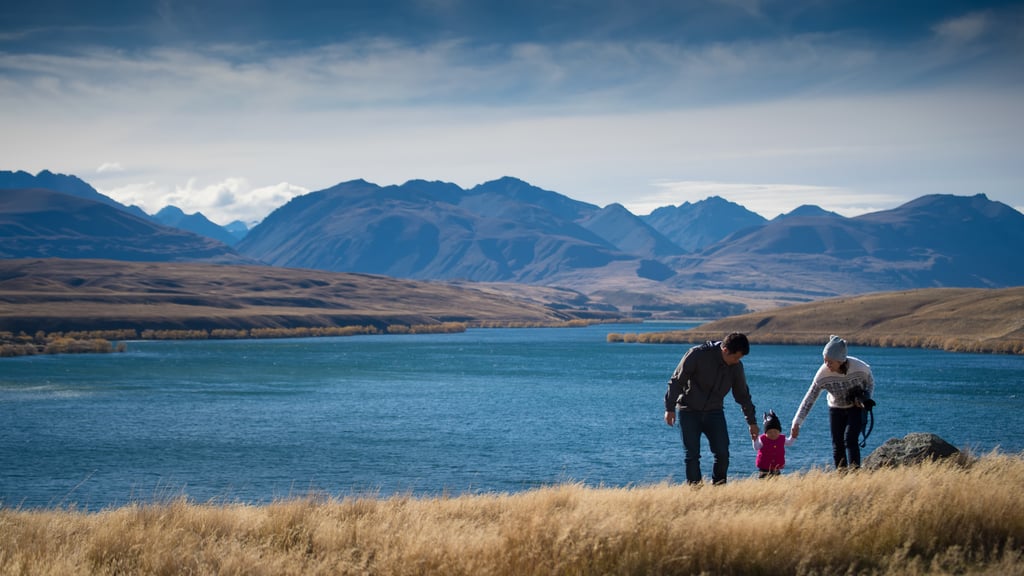 Parents walking with child
