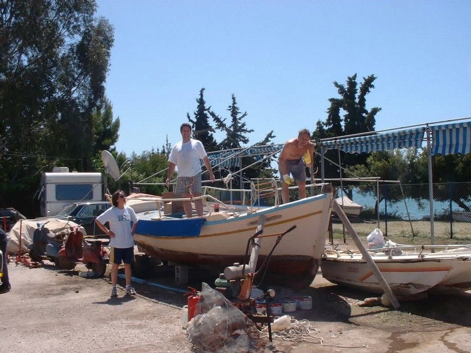 Boat undergoing repair work