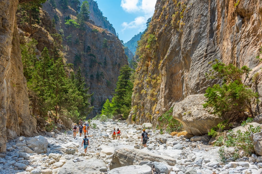 Hikers in a gorge