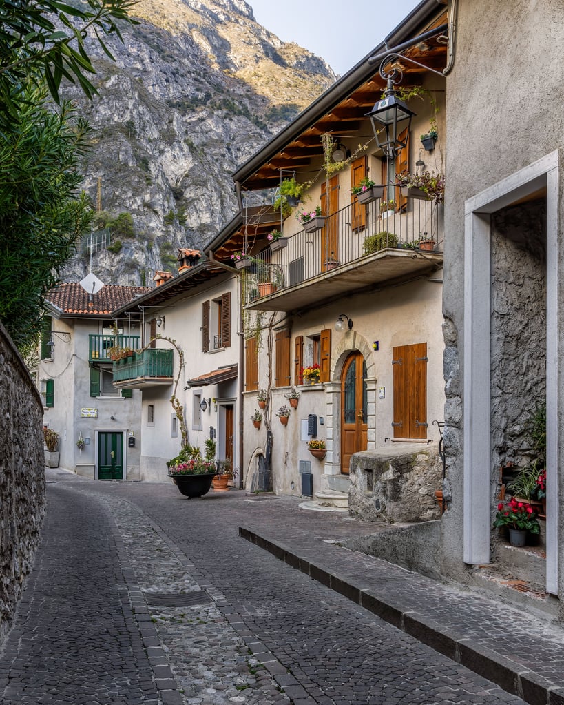 Row of houses in Italian mountain village