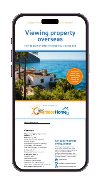 Viewing property overseas guide on a smartphone