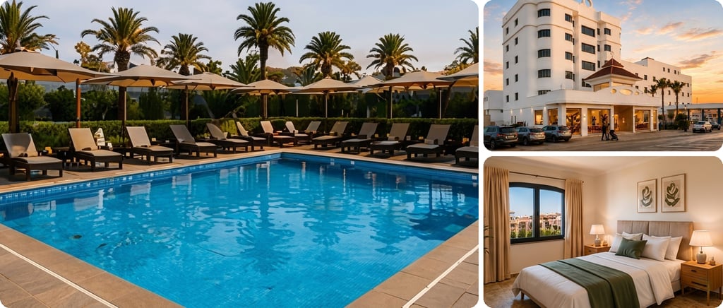 Los Alcázares apartment for a winter in the sun, with a community pool, a white building at sunset and a bedroom
