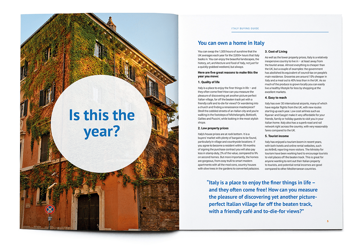 Italy property guide spread