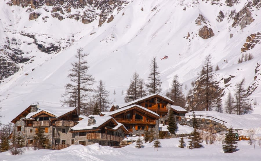 Beautiful French Alps covered with snow in sunny day