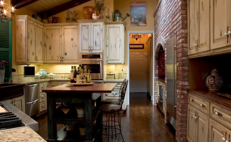 The interview view of a kitchen in France