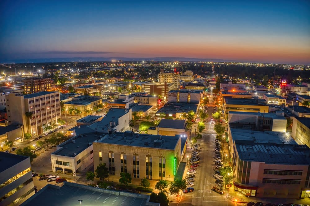 Aerial View of Downtown Bakersfield, California Skyline